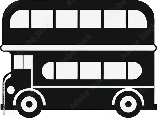 Public Transport Double-Decker Bus Vector, Double-Decker Bus Illustration, London-Style Double-Decker Bus Icon