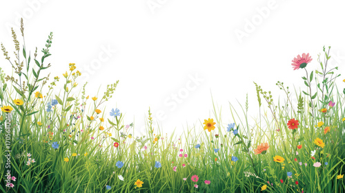Vibrant Wildflower Meadow Border - Springtime Floral Background