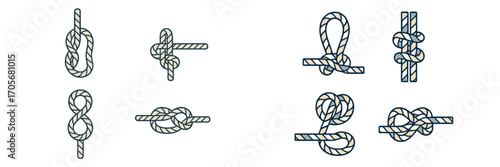 Diverse collection of essential rope knots and bends for maritime, outdoor, and practical applications