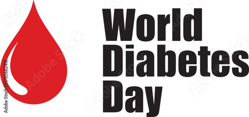 World Diabetes Day Logo with Red Blood Drop and Bold Text vector illustration