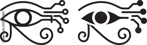 Eye of Horus with Circuit Pattern Icon Representing Technology, Vision, and Digital Security