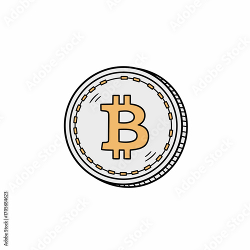 A stylized illustration of a Bitcoin coin, representing digital currency.
