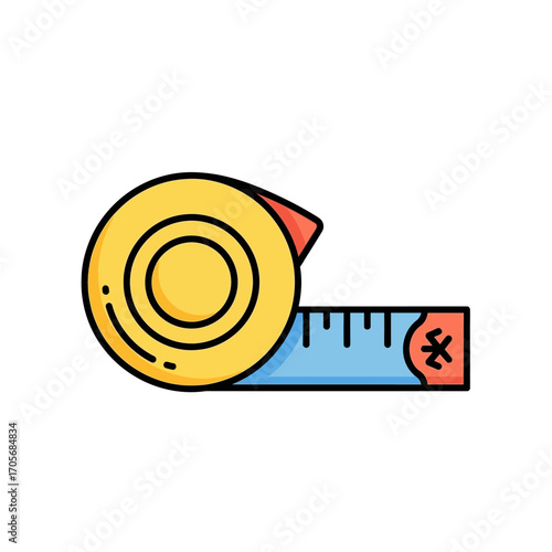 Measuring Tape Icon - Precision Tool for Tailoring and Construction Projects.