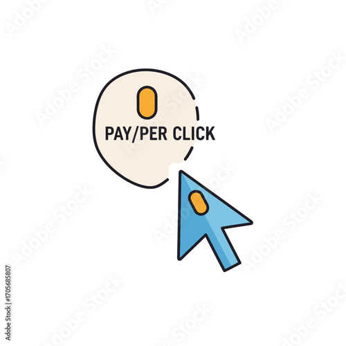 Pay Per Click advertising concept with cursor icon illustration.