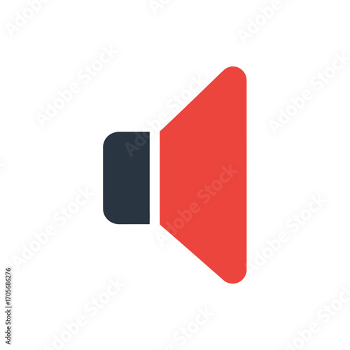 Red speaker icon representing sound volume and audio output.