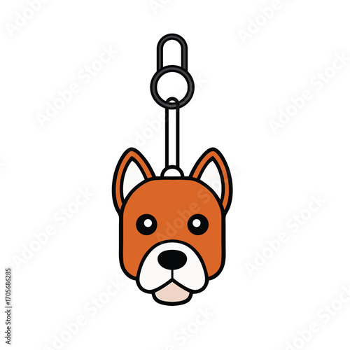 Boxer Dog Face Keychain Design Vector