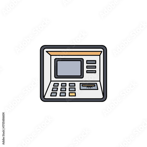 Simple vector illustration of an ATM machine icon.