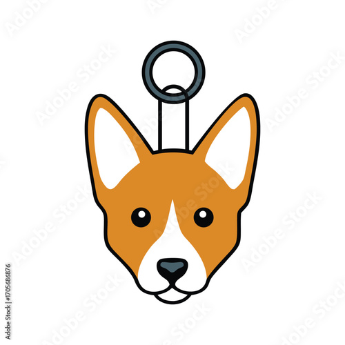 Basenji Dog Face Keychain Design Vector Art