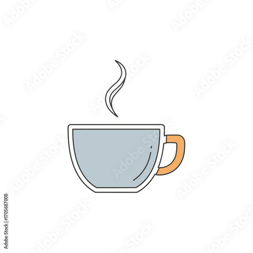 Stylized Cup of Hot Coffee or Tea with Rising Steam.