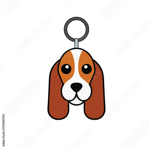 Basset Hound Face Keychain Design Vector Illustration