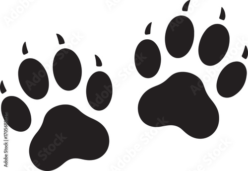 Two Black Silhouette Paw Prints on White Background lzksswxntiahovfj vector
