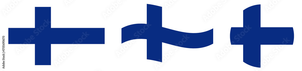 Obraz premium National flag of Finland set isolated on transparent. Round flag of Finland in circle shape and waving shape.