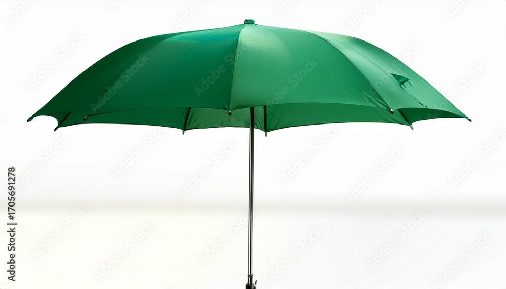 Obraz premium Green Parasol On A Plain White Backdrop Clipping Path Provided
