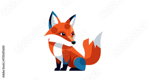 Cartoon fox with orange fur and white accents sitting upright.