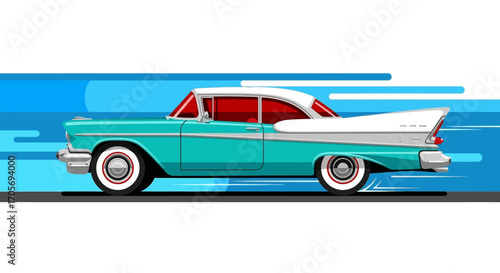 Classic American vintage car from the 1950s illustration.