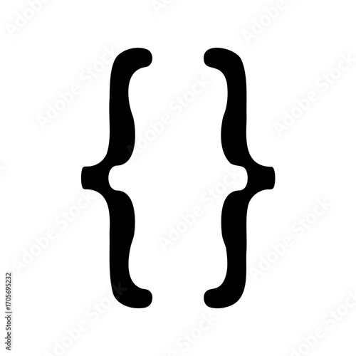 Open and Close Curly Braces, Black on White, Programming Syntax