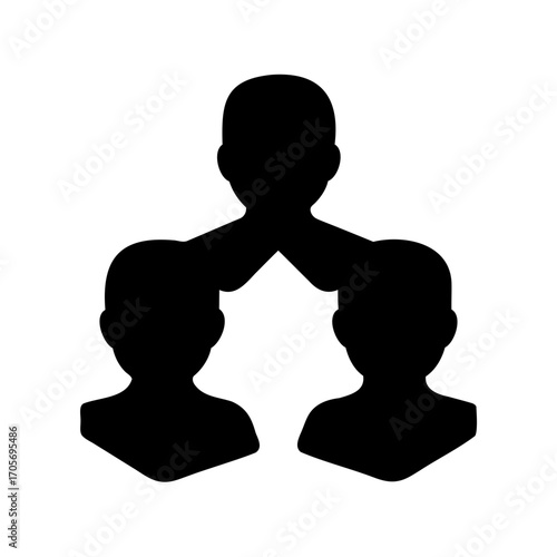 Organizational Structure Illustration Featuring Hierarchical Black Silhouettes of Three People