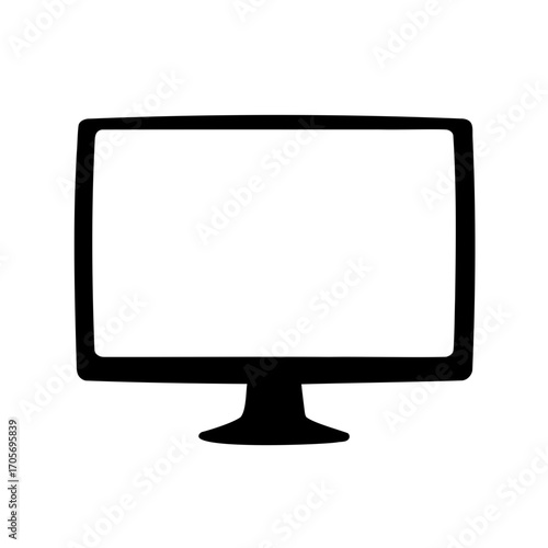 Black and white illustration of a computer monitor or television screen