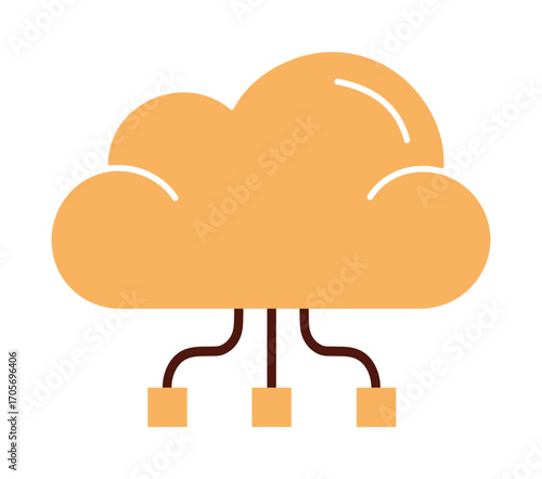 Modern flat design cloud computing icon. A simple symbol for data storage, network server, web hosting, and online technology concepts.