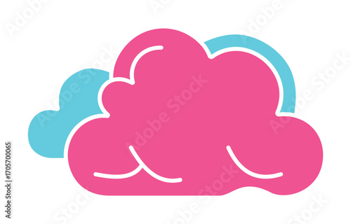 Colorful cloud icon in a flat, modern style. A simple pink and blue graphic for weather, cloud computing, and creative design concepts.