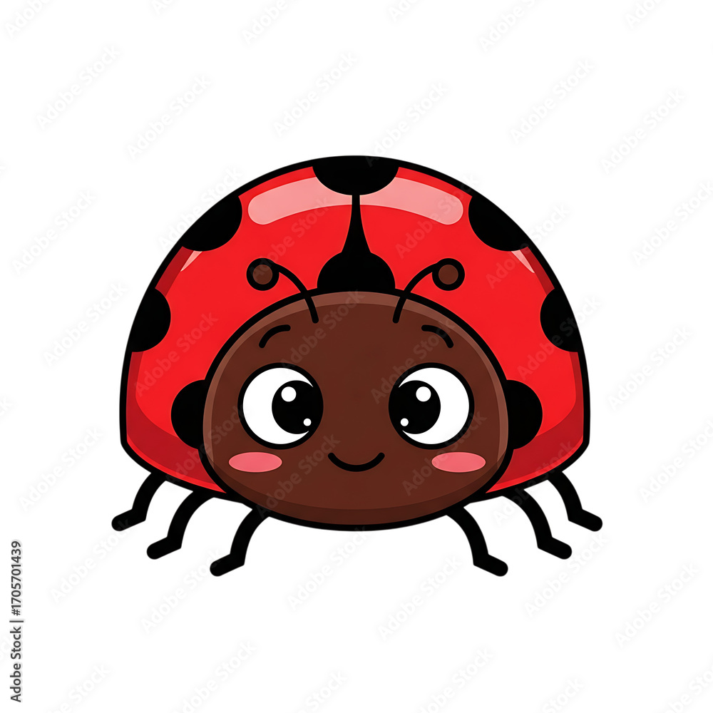 Fototapeta premium Cute Cartoon Ladybug Illustration on transparent background