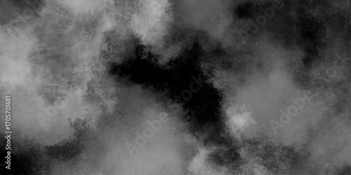Abstract white and gray isolated cloud cumulus clouds. Gray aquarelle painted realistic fog or mist smoky textured canvas design. White and ash messy wall stucco texture background.