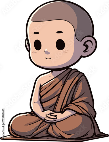 座禅を組んでいるお坊さんのイラスト
