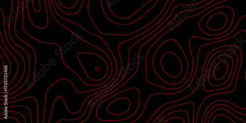 Cyber Futuristic Black Terrain with Red Glowing Topographic Contour Lines over Holographic Grid and Digital Vector Mapping Wallpaper