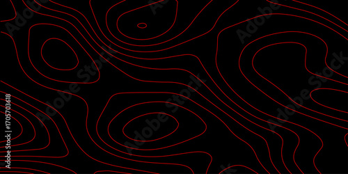 Cyber Futuristic Black Terrain with Red Glowing Topographic Contour Lines over Holographic Grid and Digital Vector Mapping Wallpaper
