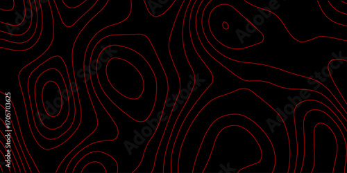 Cyber Futuristic Black Terrain with Red Glowing Topographic Contour Lines over Holographic Grid and Digital Vector Mapping Wallpaper