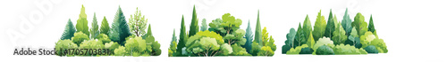  Watercolor style hand drawn top of view tree garden useful for landscape design