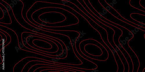 Futuristic Topo Vector with Black Background and Red Neon Contour Mapping over Digital Holographic Cyber Terrain Wallpaper