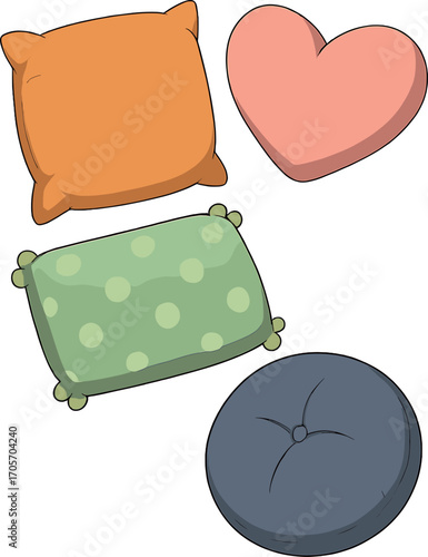 4つのクッションのイラスト