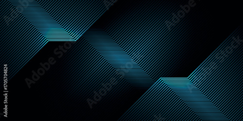 Dark abstract background with overlapping glowing blue lines. Modern graphic design element for covers, banners, flyers, cards, or brochures. VOL. 2
