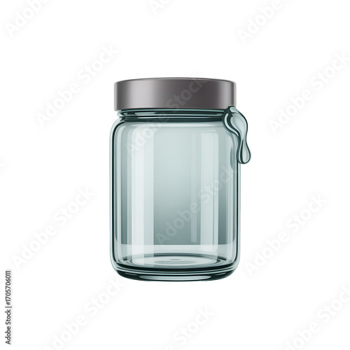 empty glass jar on white background