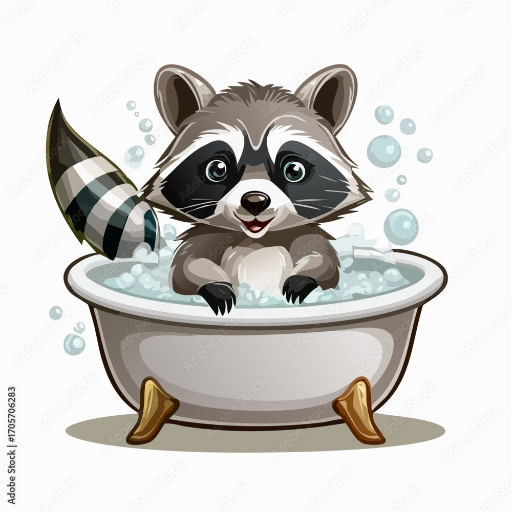 Fototapeta premium Niedlicher Waschbär in einer Badewanne