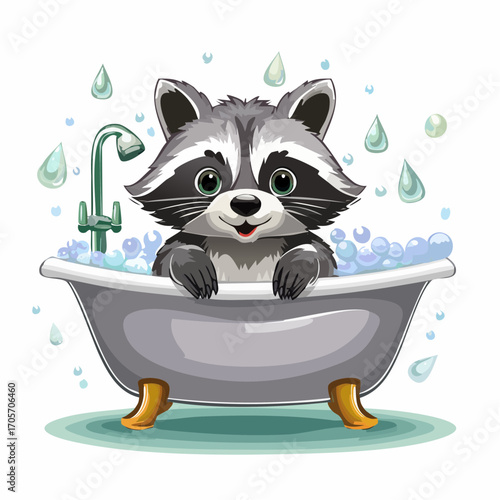 Niedlicher Waschbär in einer Badewanne