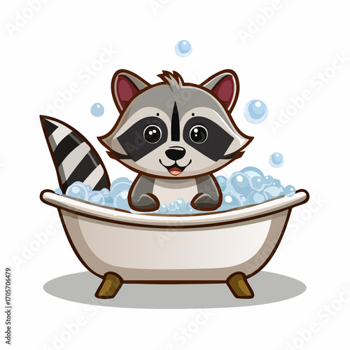 Niedlicher Waschbär in einer Badewanne