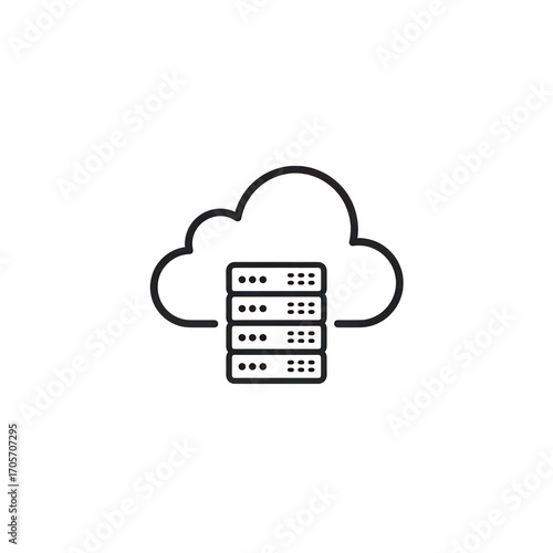 Cloud server icon outline style isolated on transparent background