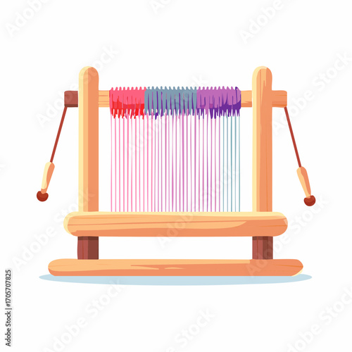 Wooden Weaving Loom With Colorful Yarn