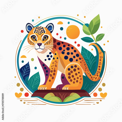 Pixel Art Ocelot in Jungle Habitat with Vibrant Colors