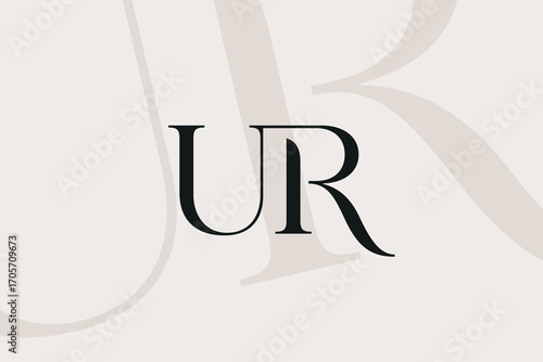 UR or RU letter logo icon design. Classic style luxury initials monogram.