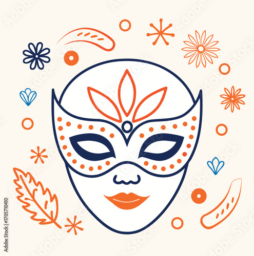 The elegant black Venetian carnival mask vector illustration symbolizes theater, art, and masquerade
