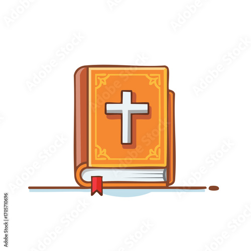 Illustration of a Christian Bible with a cross on the cover
