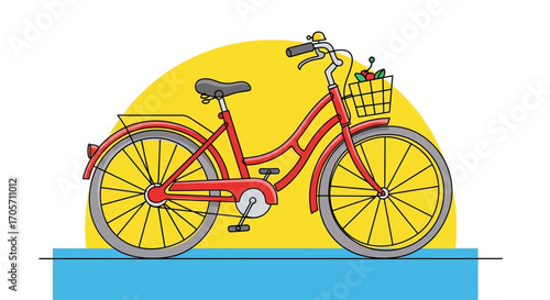 Red Bicycle with Basket.