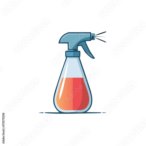 Illustration of a spray bottle with orange liquid, cleaning, or hygiene concept.