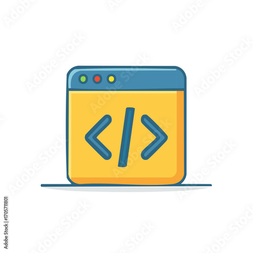 Colorful Browser Window Showing Programming Code Tag Illustration