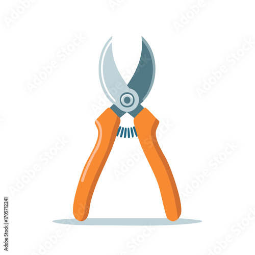 Gardening Pruning Shears Tool with Orange Handles and Metal Blades