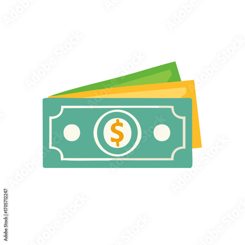 Stacks of Paper Currency with Dollar Sign, Illustration of Money and Finance