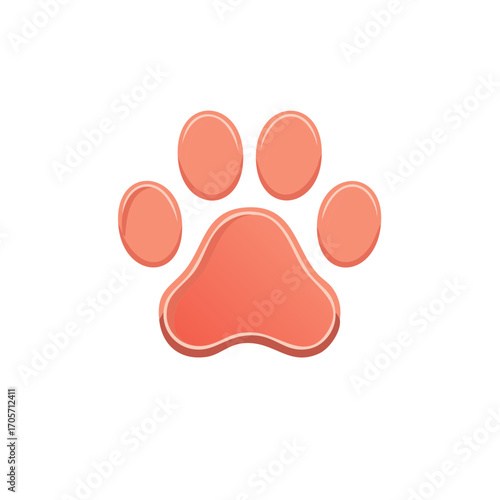 Illustrated coral paw print logo design element, for pet care and animal themes